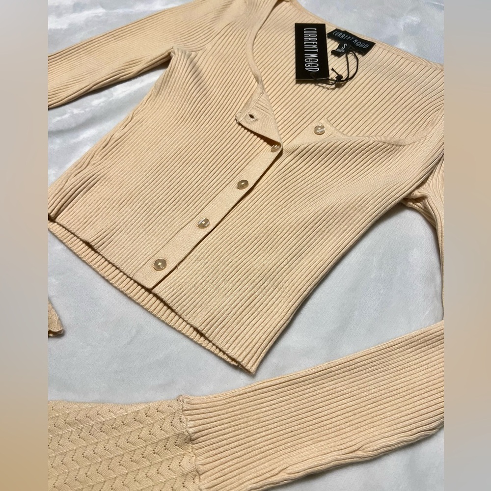 Current Mood Cream Ribbed Button-Up Blouse - Picture 7 of 9